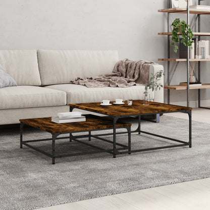 Tables basses gigognes 2 pcs chêne fumé bois d'ingénierie