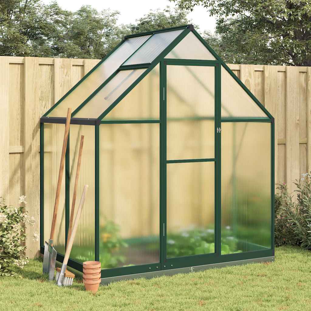 Serre avec cadre de base vert 169x114x202 cm aluminium