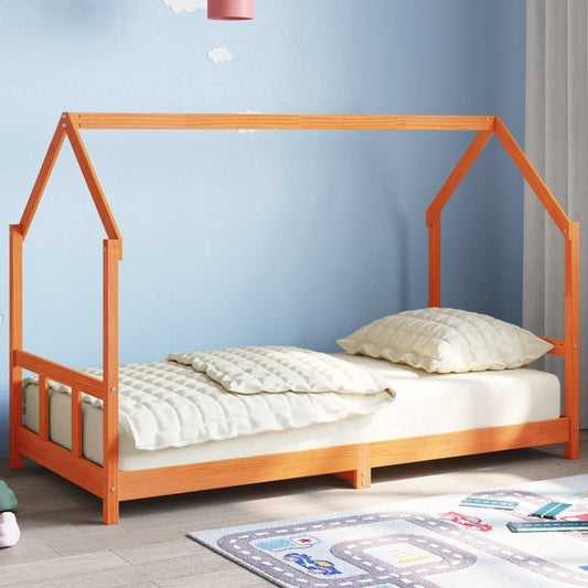 Cadre de lit d'enfants cire marron 90x190 cm bois de pin massif