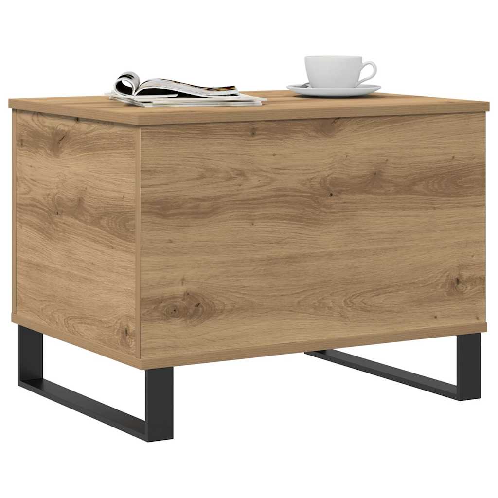 Table basse chêne artisanal 60x44,5x45 cm bois d'ingénierie