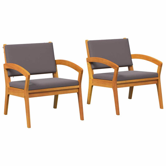 2 chaises de jardin 59,5 x 70,5 x 72,5 cm en bois d'acacia massif
