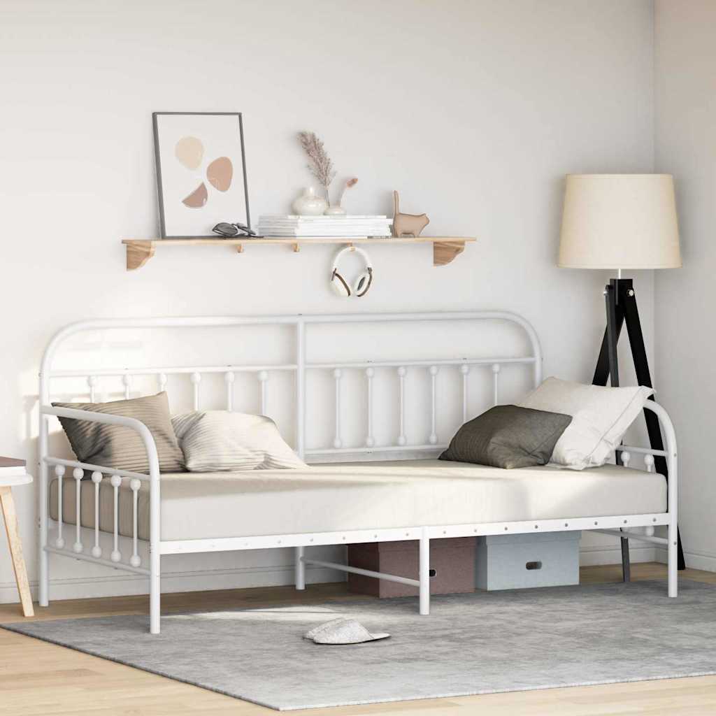 Cadre de lit de jour avec tête de lit Blanc 107 x 203 cm Acier