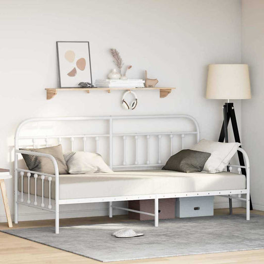 Cadre de lit de jour avec tête de lit Blanc 107 x 203 cm Acier