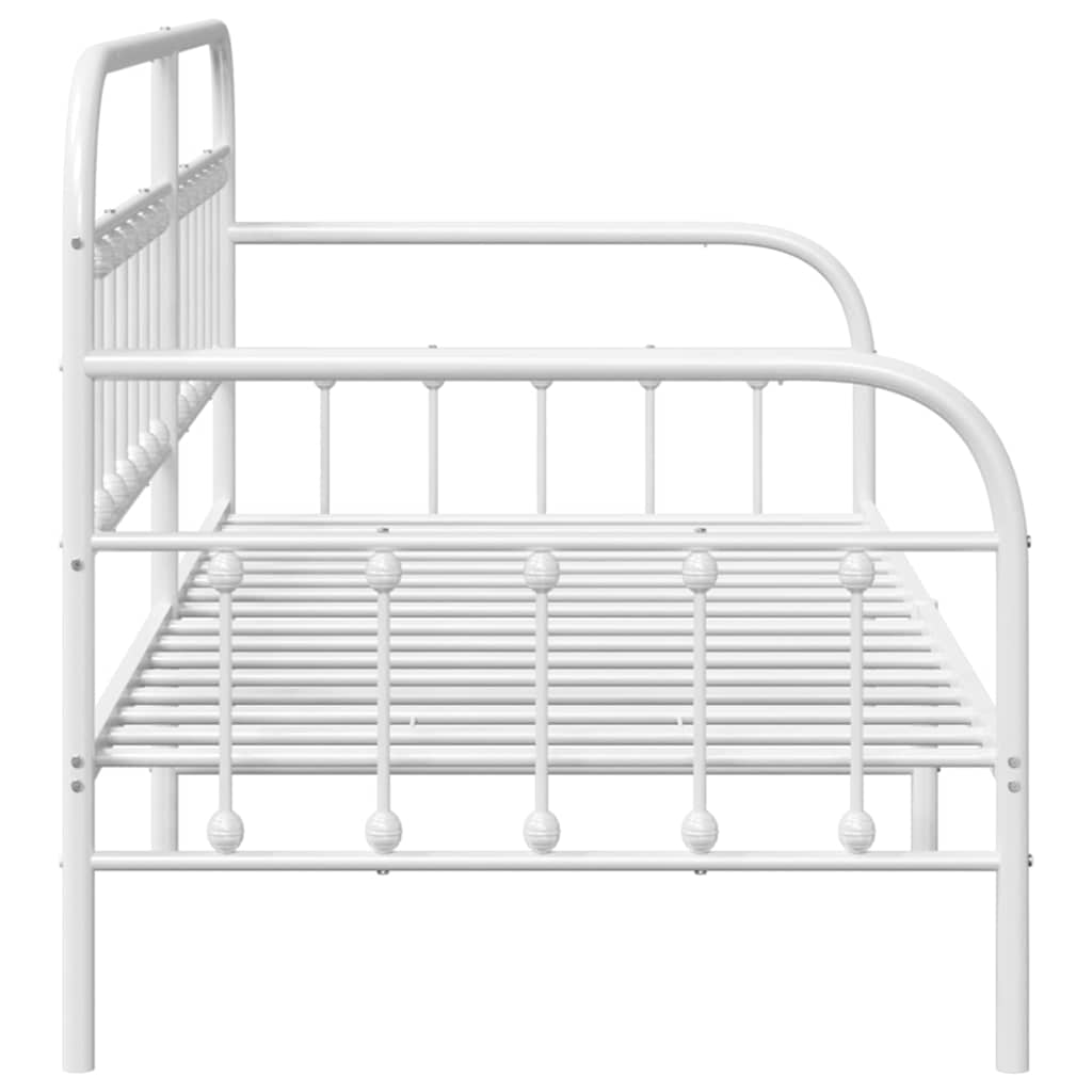 Cadre de lit de jour avec tête de lit Blanc 107 x 203 cm Acier