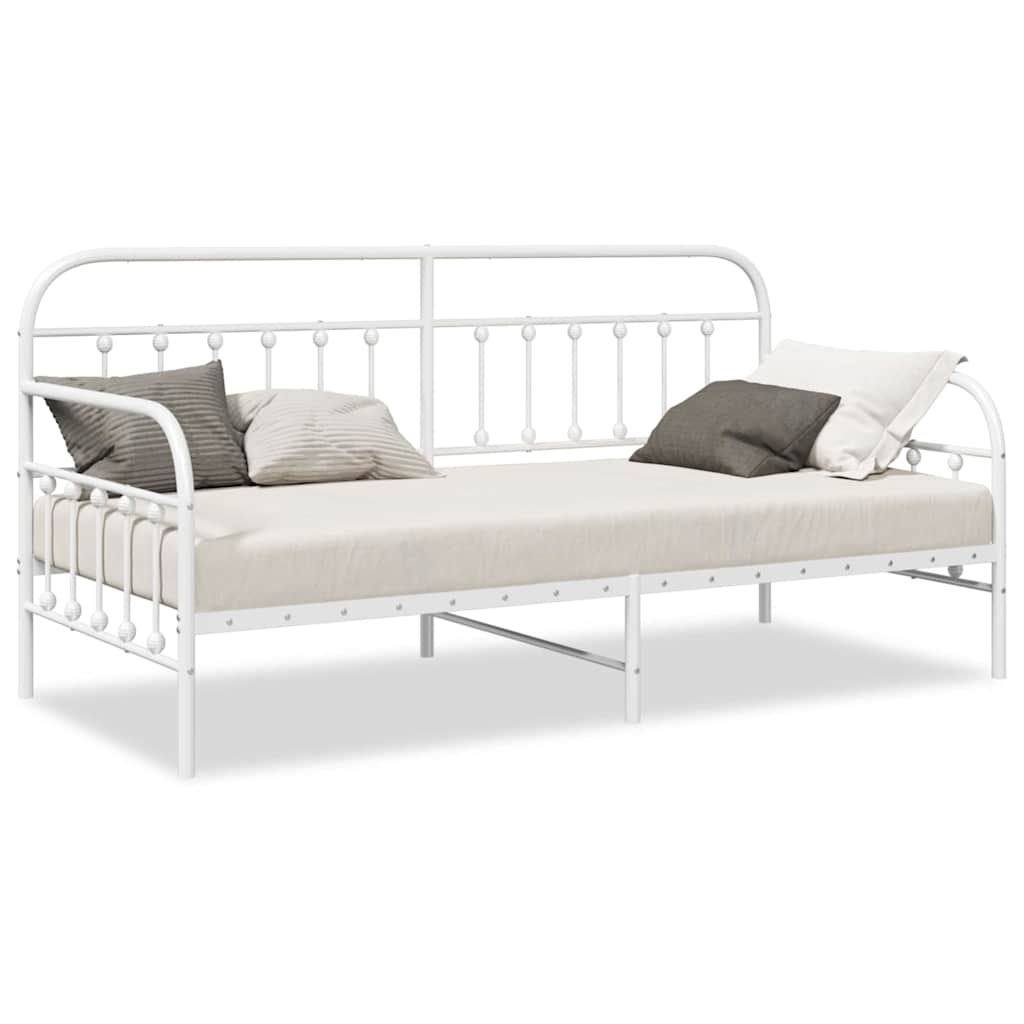 Cadre de lit de jour avec tête de lit Blanc 107 x 203 cm Acier