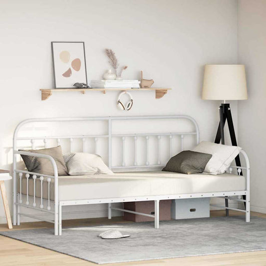 Cadre de lit de jour avec tête de lit Blanc 107 x 203 cm Acier