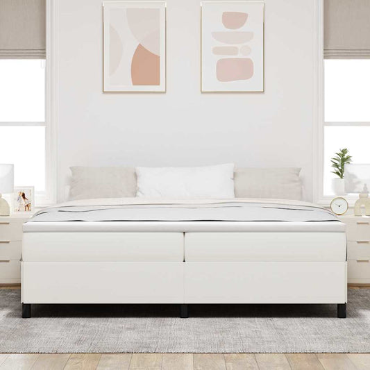 Cadre de lit Crème 200 x 200 cm Tissu en velours côtelé
