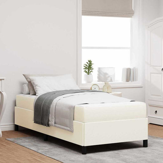 Cadre de lit Crème 90 x 190 cm Tissu en velours côtelé