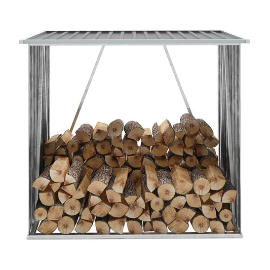 Abri de stockage de bois Acier galvanisé 163x83x154 cm Gris - Accessoires pour range-bûches & porte-bûches