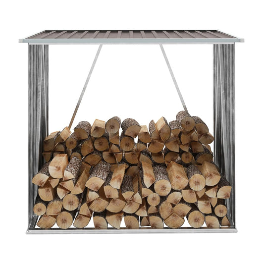 Abri de stockage de bois Acier galvanisé 163x83x154 cm Marron - Accessoires pour range-bûches & porte-bûches