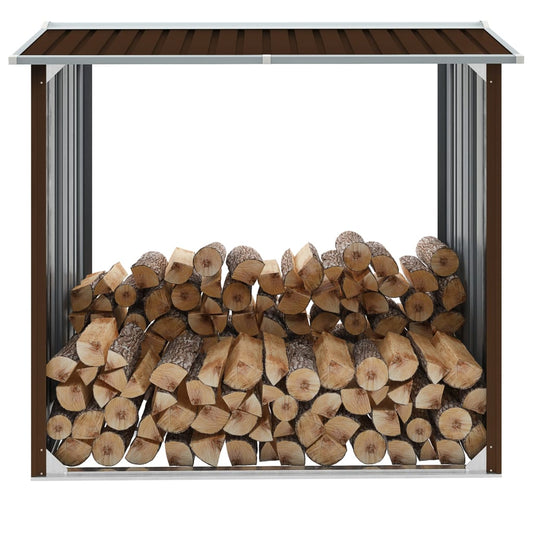 Abri de stockage de bois Acier galvanisé 172x91x154 cm Marron - Accessoires pour range-bûches & porte-bûches