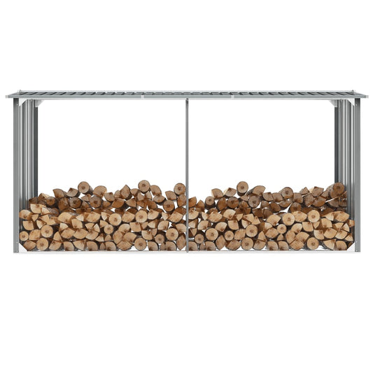 Abri de stockage de bois Acier galvanisé 330x92x153 cm Gris - Accessoires pour range-bûches & porte-bûches