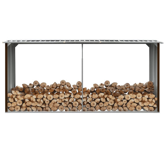 Abri de stockage de bois Acier galvanisé 330x92x153 cm Marron - Accessoires pour range-bûches & porte-bûches