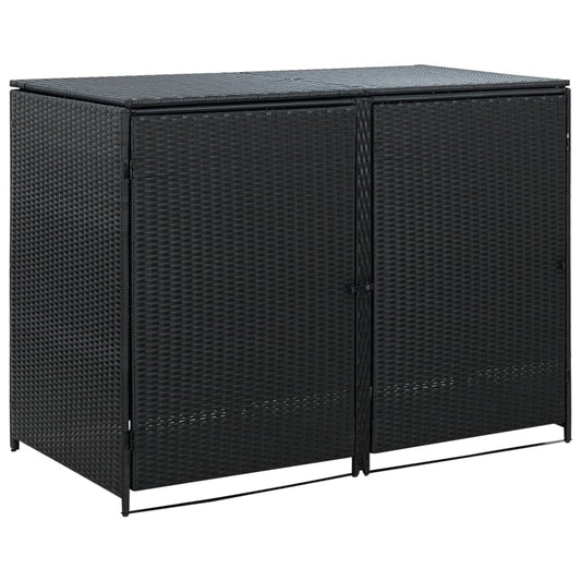 Abris pour poubelle double Résine tressée Noir 148x80x111 cm - Cabanes & abris de jardin
