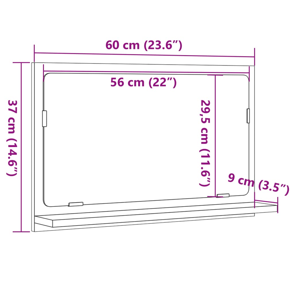 Armoire à miroir de salle de bain chêne artisanal 60x11x37 cm - Meubles-lavabos de salle de bains