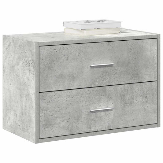 Armoire avec 2 tiroirs gris béton 60x31x40 cm bois d’ingénierie - Commodes