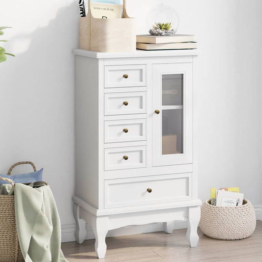 Armoire avec 5 tiroirs et 2 étagères Blanc - Commodes