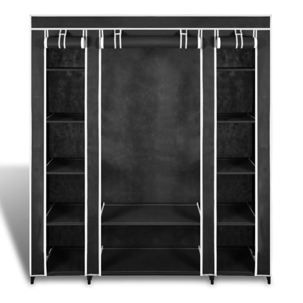 Armoire avec compartiments et tiges 45 x 150 x 176 cm Noir - Armoires