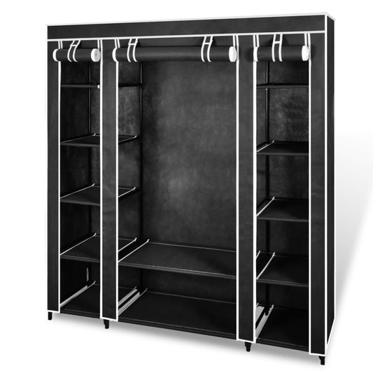 Armoire avec compartiments et tiges 45 x 150 x 176 cm Noir - Armoires