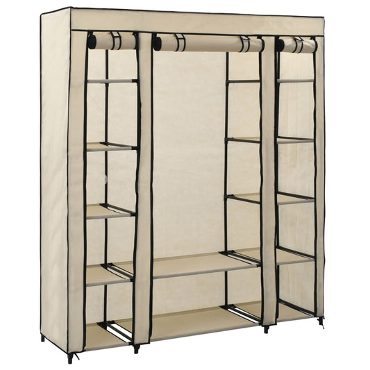 Armoire avec compartiments et tiges Crème 150x45x176 cm Tissu - Armoires