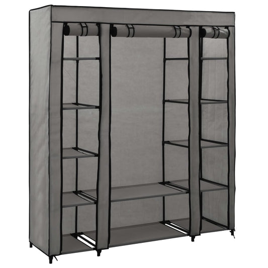 Armoire avec compartiments et tiges Gris 150x45x176 cm Tissu - Armoires