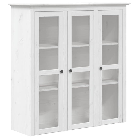 Armoire avec portes vitrées BODO blanc bois de pin massif - Buffets & bahuts