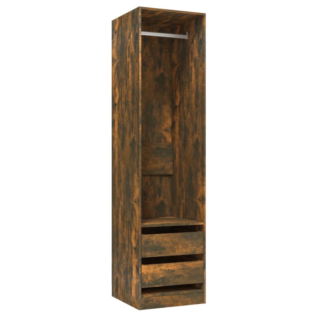 Armoire avec tiroirs Chêne fumé 50x50x200 cm Bois d’ingénierie - Armoires