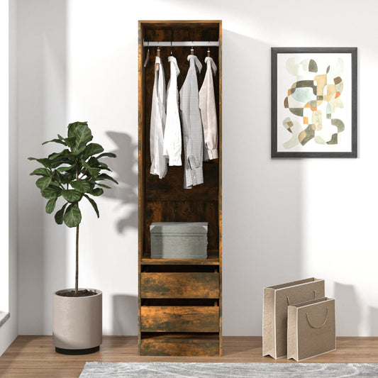 Armoire avec tiroirs Chêne fumé 50x50x200 cm Bois d’ingénierie - Armoires