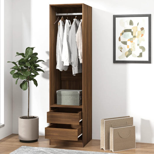 Armoire avec tiroirs Chêne marron 50x50x200cm Bois d’ingénierie - Armoires