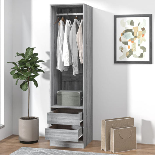 Armoire avec tiroirs Sonoma gris 50x50x200 cm Bois d’ingénierie - Armoires