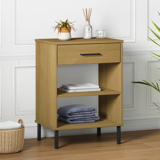 Armoire console avec pieds en métal Marron Bois pin massif OSLO - Tables d’appoint