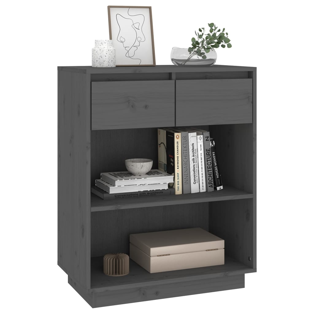 Armoire console Gris 60x34x75 cm Bois de pin solide - Buffets & bahuts