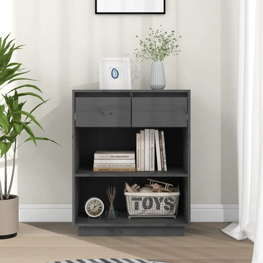 Armoire console Gris 60x34x75 cm Bois de pin solide - Buffets & bahuts