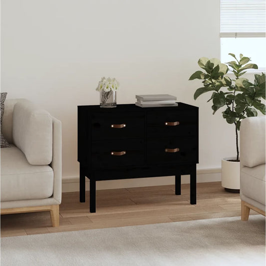 Armoire console Noir 90x40x78 cm Bois de pin solide - Buffets & bahuts