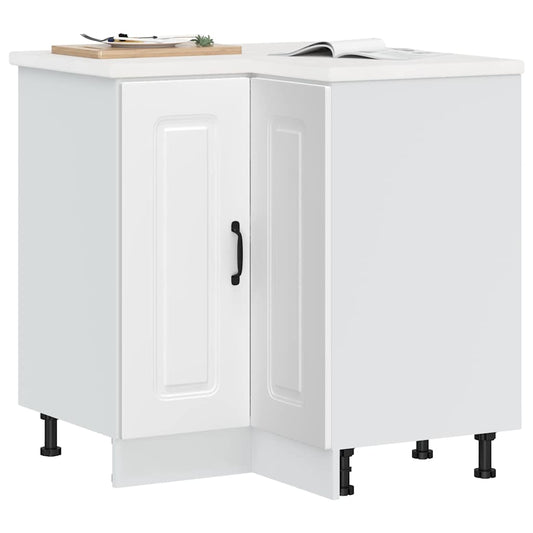 Armoire d’angle de cuisine Kalmar blanc bois d’ingénierie - Meubles de cuisine