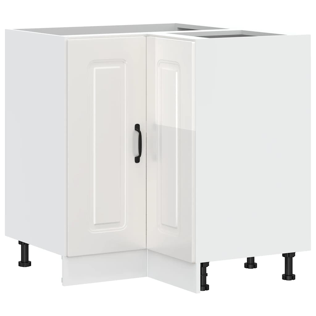 Armoire d’angle de cuisine Kalmar blanc brillant - Meubles de cuisine