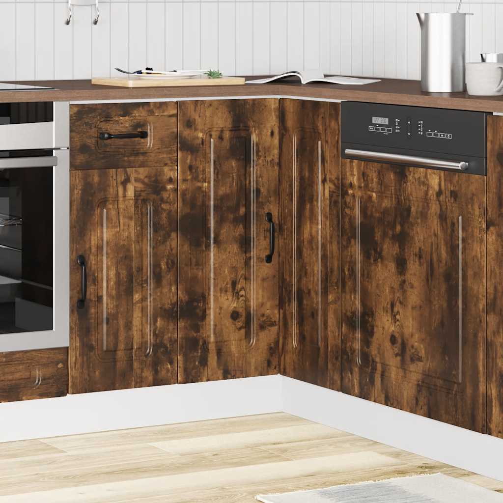Armoire d’angle de cuisine Kalmar chêne fumé bois d’ingénierie - Meubles de cuisine