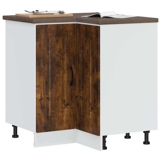 Armoire d’angle de cuisine Kalmar chêne fumé bois d’ingénierie - Meubles de cuisine