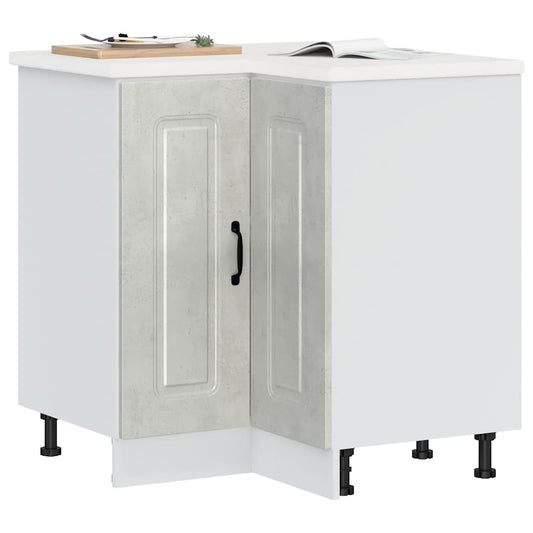 Armoire d’angle de cuisine Kalmar gris béton bois d’ingénierie - Meubles de cuisine