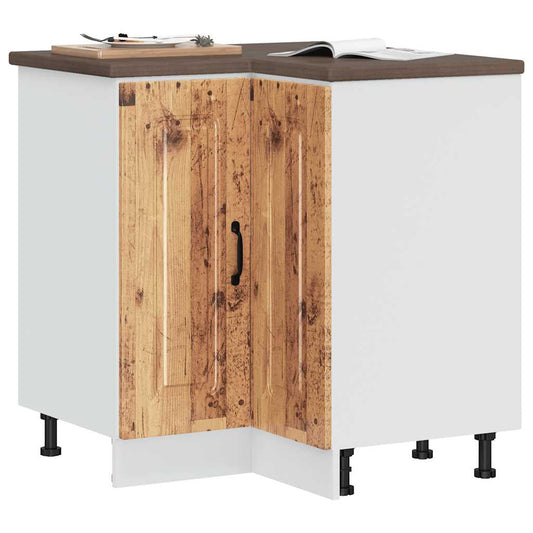 Armoire d’angle de cuisine Kalmar vieux bois bois d’ingénierie - Meubles de cuisine