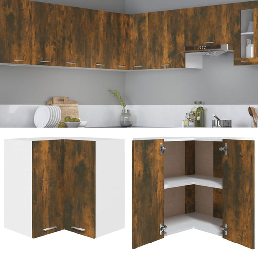 Armoire d’angle suspendue Chêne fumé Bois d’ingénierie - Meubles de cuisine