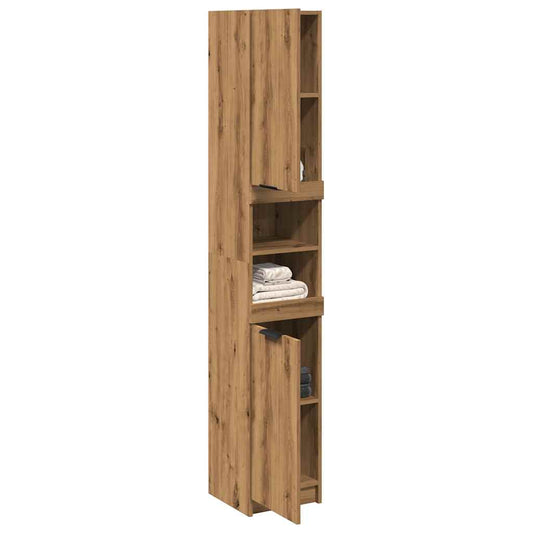 Armoire de bain chêne artisanal 32x34x188,5cm bois d’ingénierie - Meubles-lavabos de salle de bains