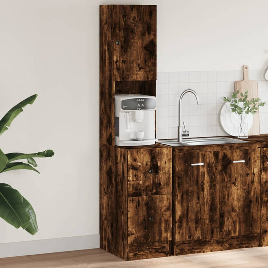 Armoire de cuisine chêne fumé 35x50x180 cm bois d’ingénierie - Meubles de cuisine