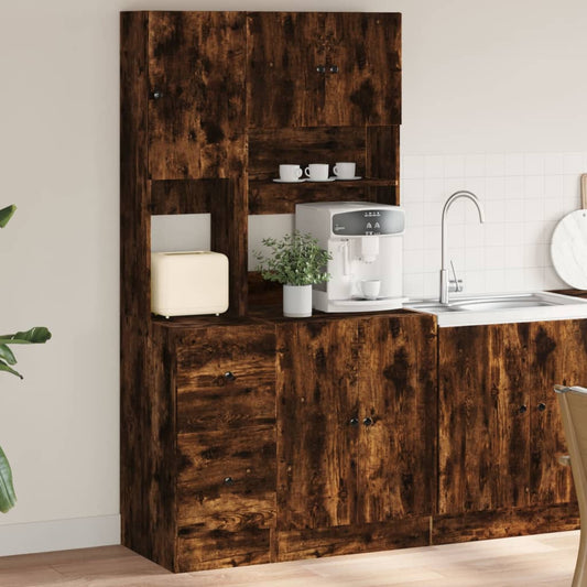 Armoire de cuisine chêne fumé 95x50x180 cm bois d’ingénierie - Meubles de cuisine