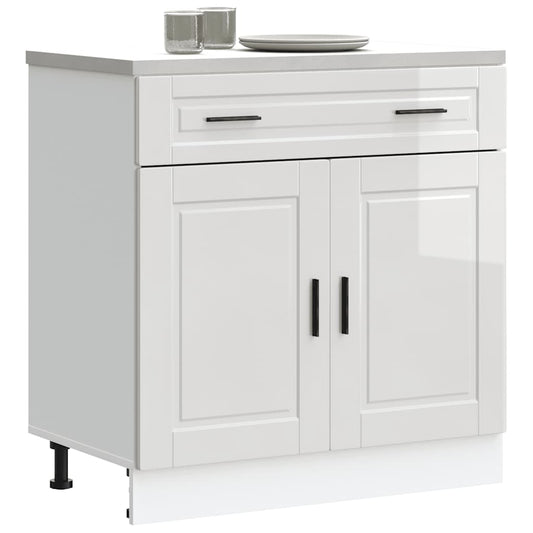 Armoire de cuisine Porto blanc brillant bois ingénierie - Meubles de cuisine