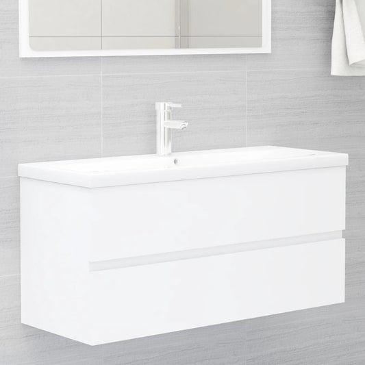 Armoire d’évier avec lavabo intégré Blanc Aggloméré - Meubles-lavabos de salle de bains