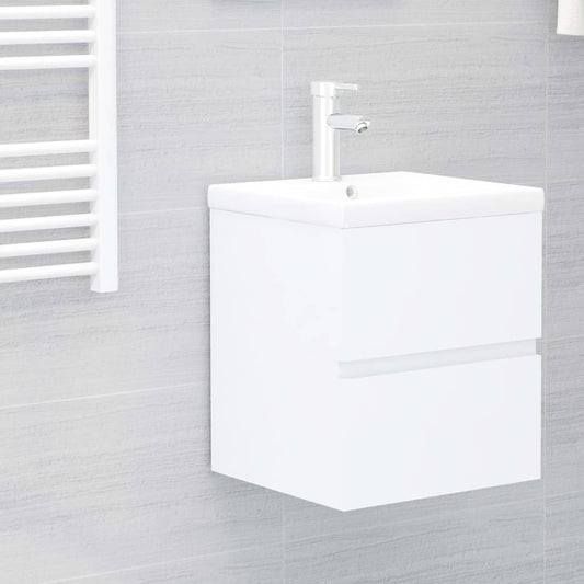 Armoire d’évier avec lavabo intégré Blanc Aggloméré - Meubles-lavabos de salle de bains