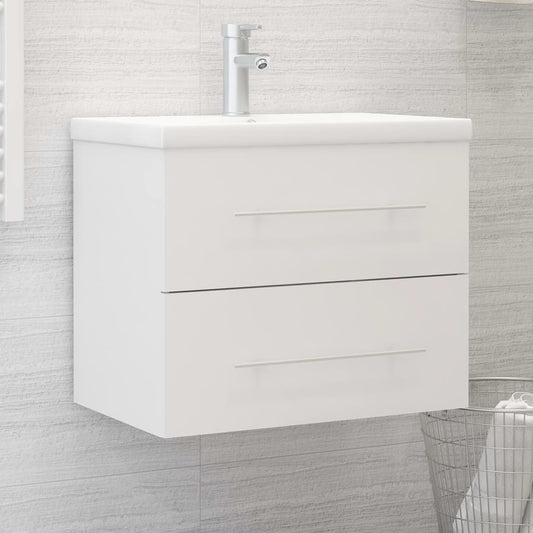 Armoire d’évier avec lavabo intégré Blanc Aggloméré - Meubles-lavabos de salle de bains