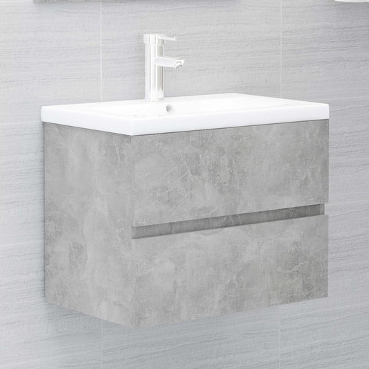 Armoire d’évier avec lavabo intégré Gris béton Aggloméré - Meubles-lavabos de salle de bains
