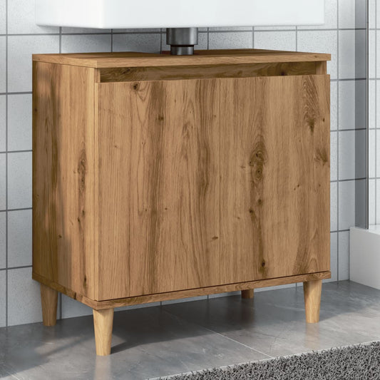 Armoire d’évier chêne artisanal 58x33x60 cm bois d’ingénierie - Meubles-lavabos de salle de bains